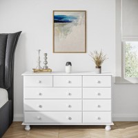 GRADE A2 - Wide White Painted Chest of 9 Drawers - Hamilton GRADE A2 - Wide White Painted Chest of 9 Drawers - Hamilton