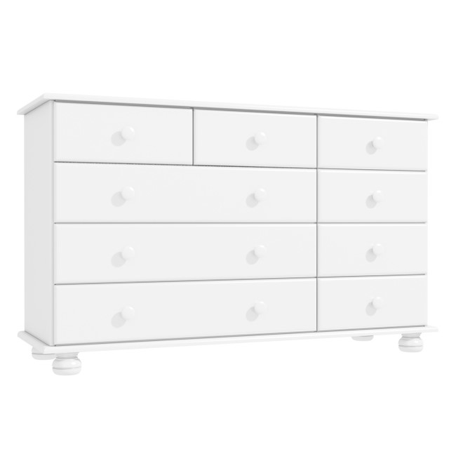 Wide White Painted Chest of 9 Drawers - Hamilton