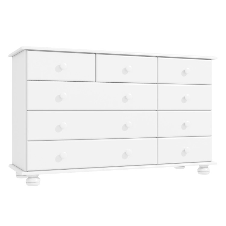 Wide White Painted Chest of 9 Drawers - Hamilton