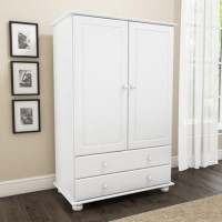 GRADE A1 - Hamilton 2 Door 2 Drawer Combi Short Wardrobe in White