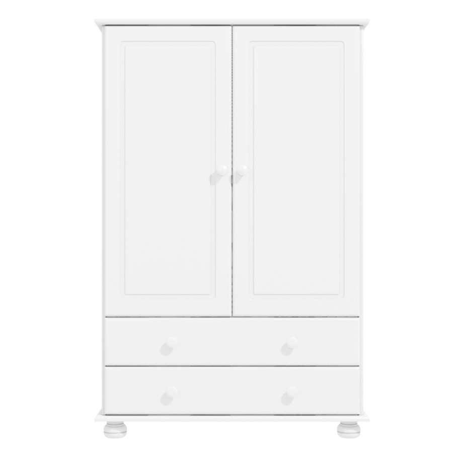GRADE A1 - Hamilton 2 Door 2 Drawer Combi Short Wardrobe in White
