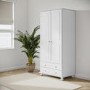 GRADE A1 - White Painted Double Wardrobe with 2 Drawers - Hamilton