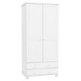White Painted Pine 2 Door Double Wardrobe with Drawers - Hamilton