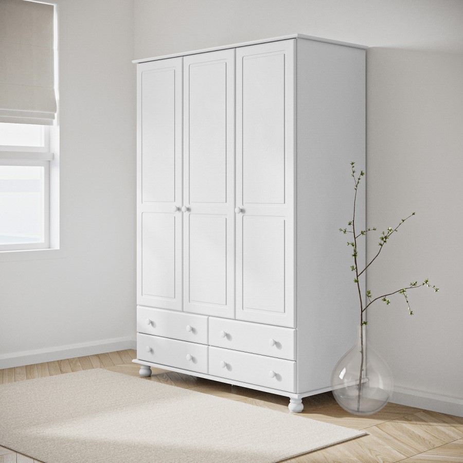GRADE A1 - Hamilton 3 Door 4 Drawer Wardrobe in White