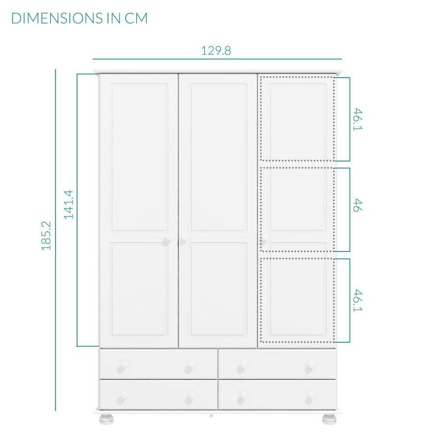 GRADE A2 - Hamilton 3 Door 4 Drawer Wardrobe in White