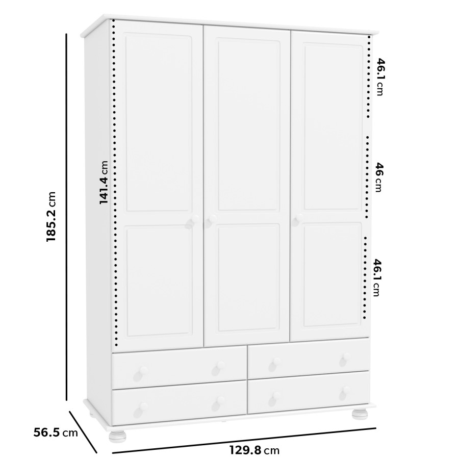 GRADE A1 - Hamilton 3 Door 4 Drawer Wardrobe in White