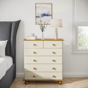 HMT014 Cream and Pine Chest of 6 Drawers - Hamilton