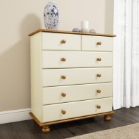 GRADE A2 - Hamilton 2+4 Chest of Drawers in Cream and Pine