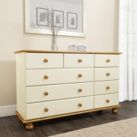 GRADE A2 - Hamilton 2+3+4 Wide Chest of Drawers in Cream and Pine