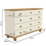 Wide Cream and Pine Chest of 9 Drawers - Hamilton