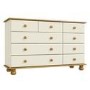 Wide Cream and Pine Chest of 9 Drawers - Hamilton