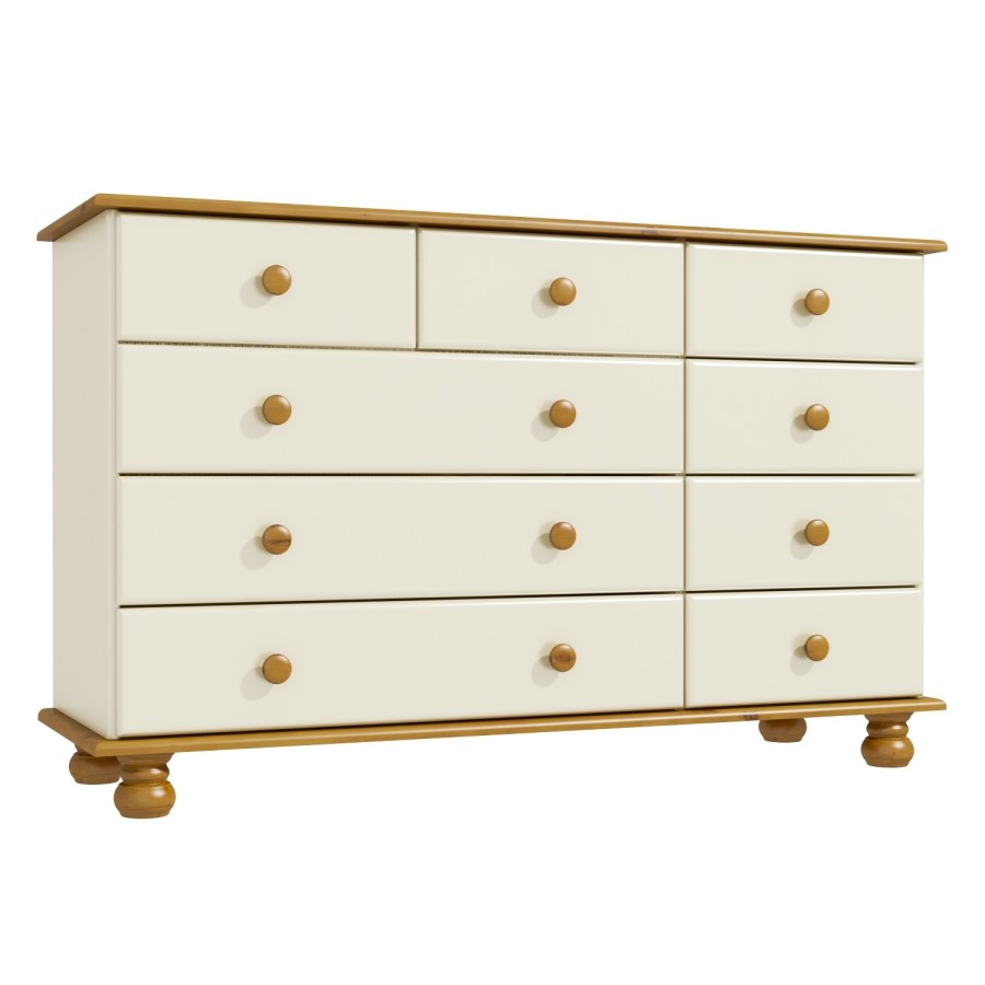 GRADE A2 - Hamilton 2+3+4 Wide Chest of Drawers in Cream and Pine