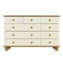 Wide Cream and Pine Chest of 9 Drawers - Hamilton