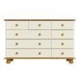 Wide Cream and Pine Chest of 9 Drawers - Hamilton