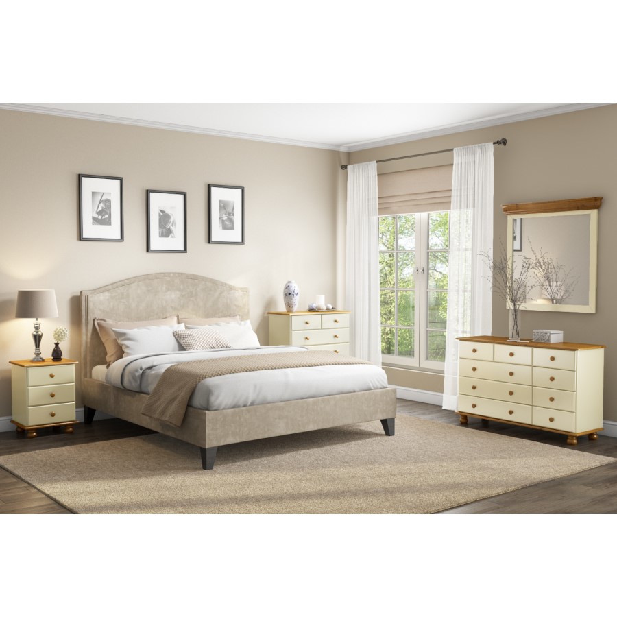 GRADE A1 - Hamilton 2 Door 2 Drawer Combi Short Wardrobe in Cream and Pine