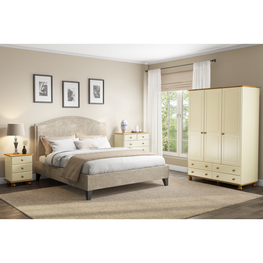 GRADE A1 - Hamilton 2 Door 2 Drawer Combi Short Wardrobe in Cream and Pine