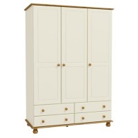 GRADE A1 - Hamilton 3 Door 4 Drawer Wardrobe in Cream and Pine