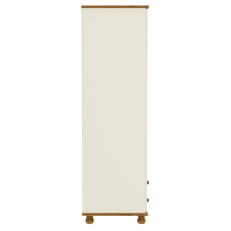 Cream and Pine Painted 3 Door Triple Wardrobe with Drawers - Hamilton