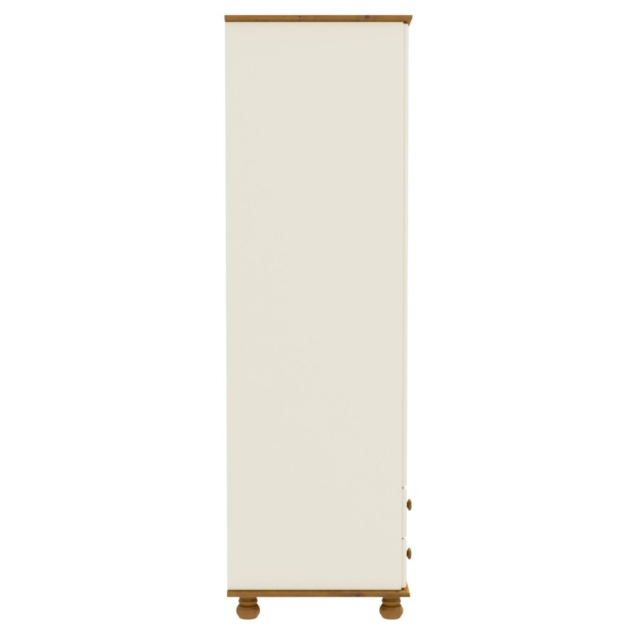 GRADE A2 - Cream and Pine Painted 3 Door Triple Wardrobe with Drawers - Hamilton