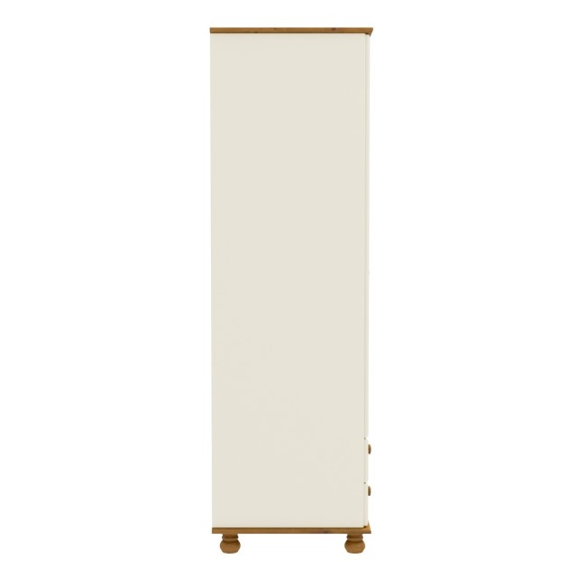 Cream and Pine Painted 2 Door Double Wardrobe with Drawers - Hamilton