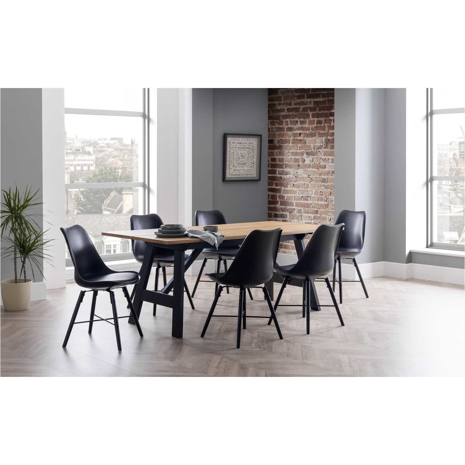 Solid Oak Dining Table with Black Dining Chairs Julian Bowen