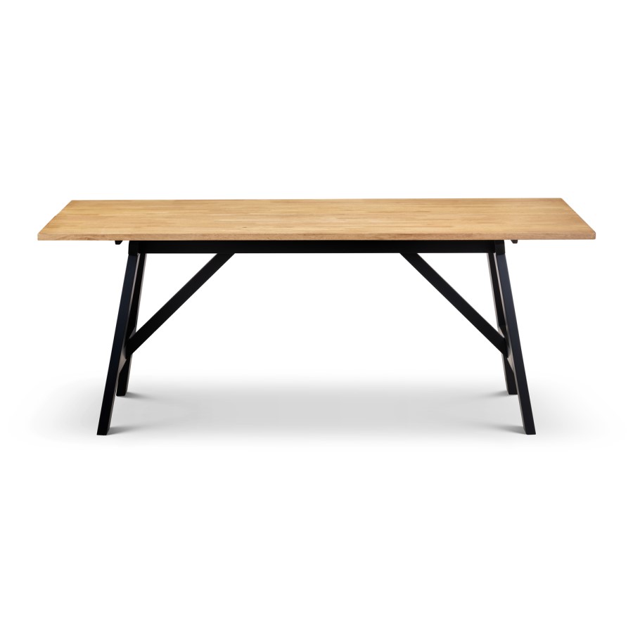 Solid Oak Dining Table with 6 Black Dining Chairs - Julian Bowen