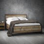 Hoxton Industrial Double Bed Frame with Rustic Oak Finish - LPD