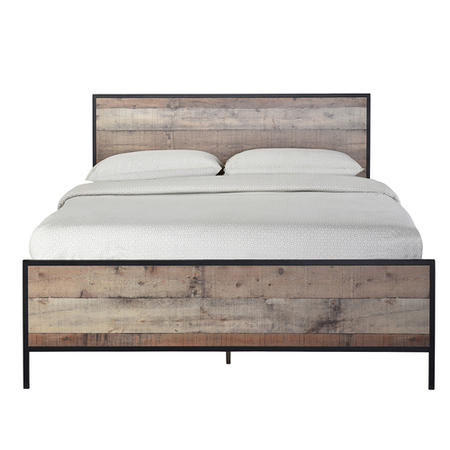 Hoxton Industrial Double Bed Frame with Rustic Oak Finish - LPD