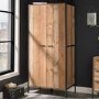 Industrial Oak Finish 2 Door Wardrobe - Hoxton - LPD