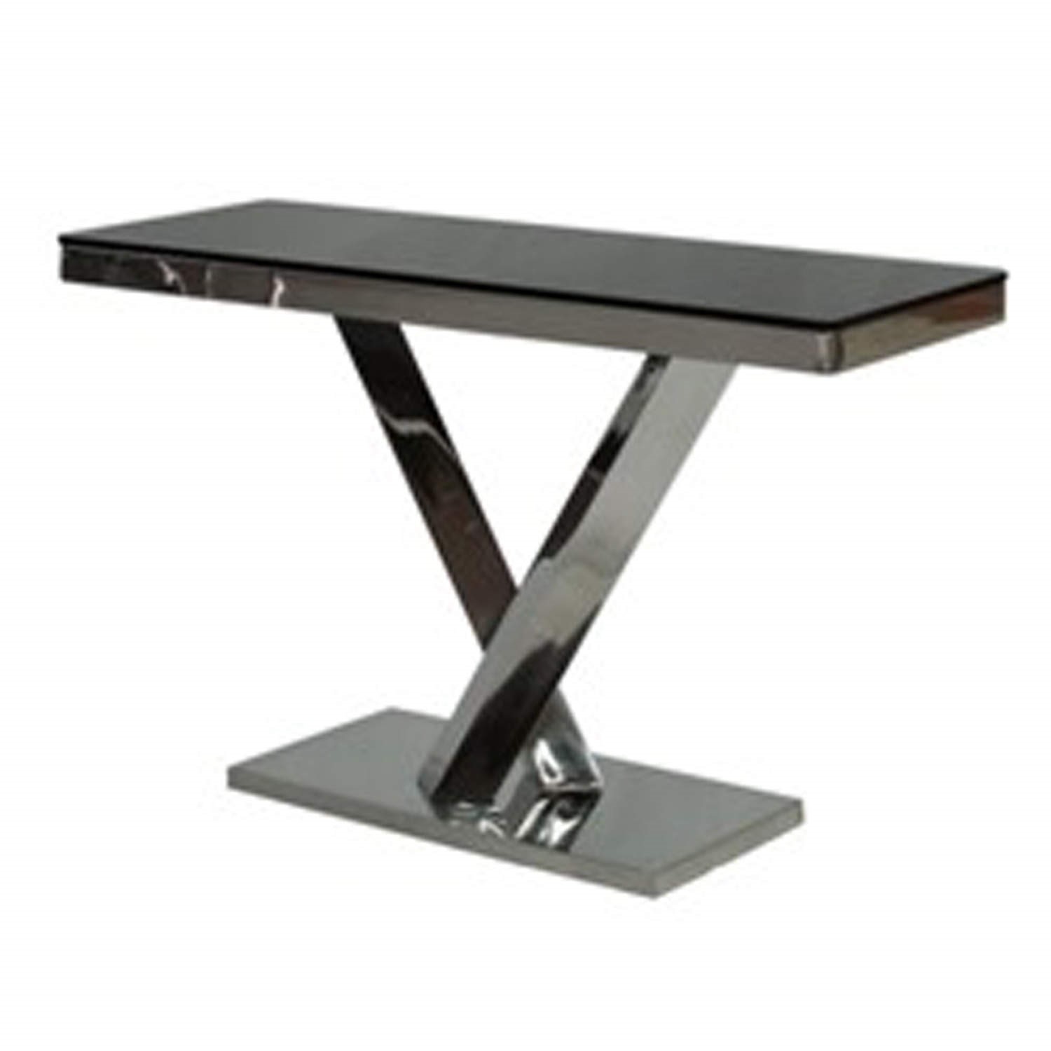 Wilkinson Furniture Harper Stainless Steel Console Table with Black ...