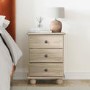 Light Wood with White Wash 3 Drawer Bedside Table - Hampton