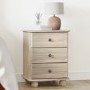 Light Wood with White Wash 3 Drawer Bedside Table - Hampton