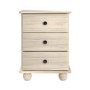 Light Wood with White Wash 3 Drawer Bedside Table - Hampton