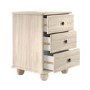 Light Wood with White Wash 3 Drawer Bedside Table - Hampton