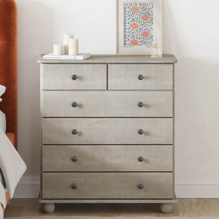 ALMOST PERFECT - Warm Grey Chest of 6 Drawers - Hampton