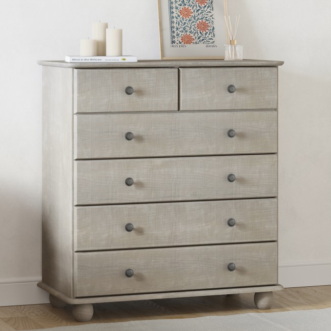 ONLY OPENED - Warm Grey Chest of 6 Drawers - Hampton