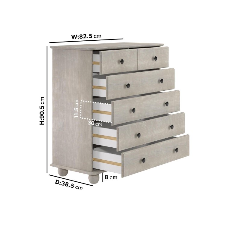 ALMOST PERFECT - Warm Grey Chest of 6 Drawers - Hampton