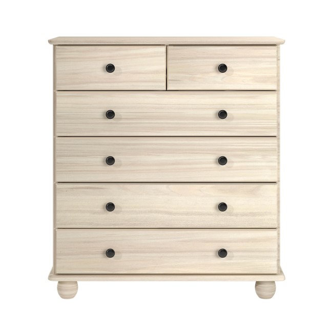 Light Wood with White Wash Chest of 6 Drawers - Hampton