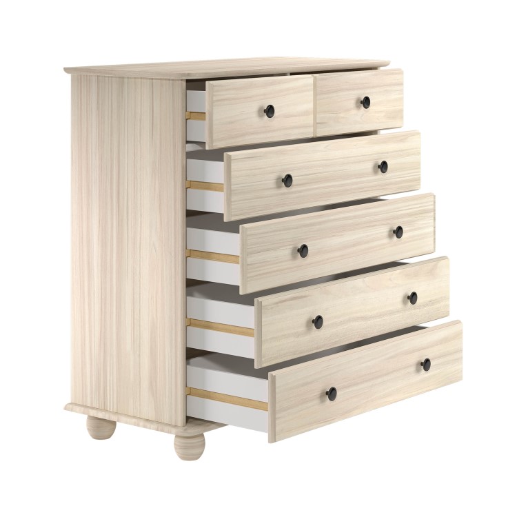 Light Wood with White Wash Chest of 6 Drawers - Hampton