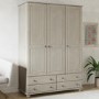 ONLY OPENED - White Wash Pine 3 Door Triple Wardrobe with Drawers - Hampton