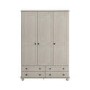 ONLY OPENED - White Wash Pine 3 Door Triple Wardrobe with Drawers - Hampton