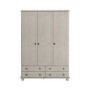 GRADE A1 - White Wash Pine 3 Door Triple Wardrobe with Drawers - Hampton