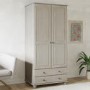 ONLY OPENED - Warm Grey 2-Door Double Wardrobe with Drawers - Hampton