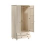 Light Wood with White Wash 2-Door Double Wardrobe with Drawers - Hampton