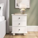 HPT005 White 3-Drawer Bedside Table - Hampton