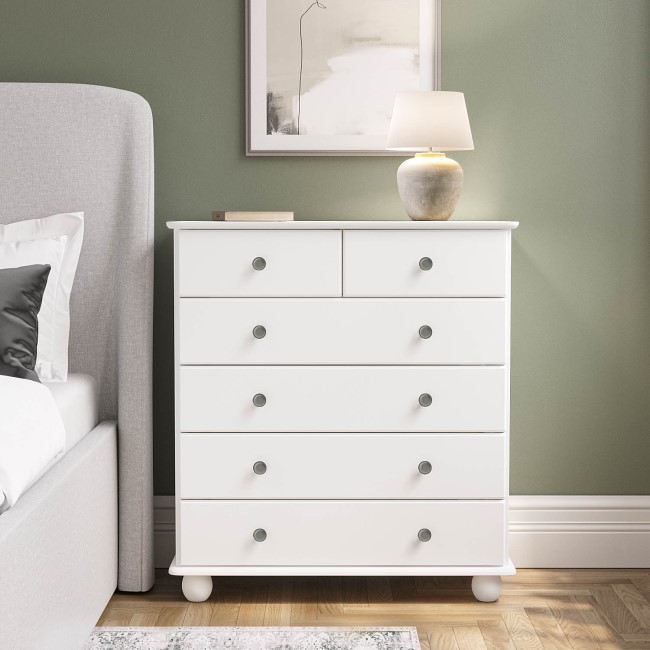 ALMOST PERFECT - White Chest of 6 Drawers - Hampton