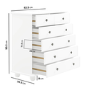 Chest of 2+4 Drawer in White - Hampton