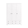 White 3-Door Triple Wardrobe with Drawers - Hampton