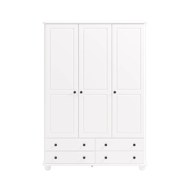 White 3-Door Triple Wardrobe with Drawers - Hampton