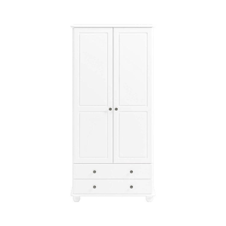 White 2-Door Double Wardrobe with Drawers - Hampton